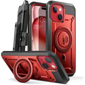 imageSUPCASE for iPhone 15 Case with Stand Unicorn Beetle Pro Mag Builtin Screen Protector ampamp Belt Clip Compatible with MagSafe MilitaryGrade Magnetic Phone Case for iPhone 151413 BlackRed