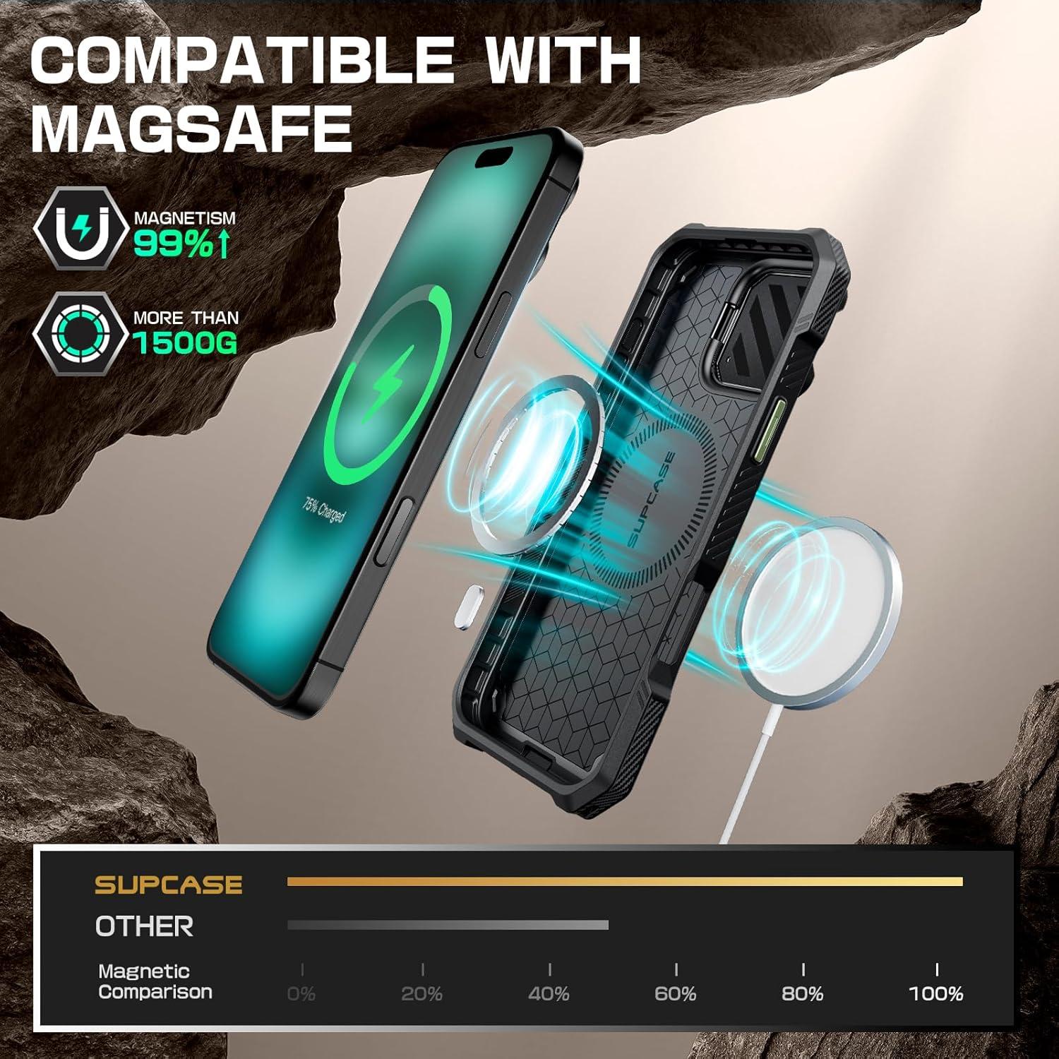 imageSUPCASE for iPhone 16 Case 61 2024 with Camera Cover Stand UBMag XT Compatible with MagSafe Builtin Kickstand MilitaryGrade Protection Heavy Duty Rugged Magnetic Phone Case BlackGuldan