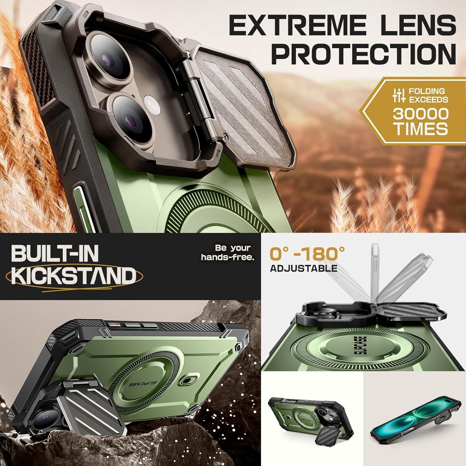 imageSUPCASE for iPhone 16 Case 61 2024 with Camera Cover Stand UBMag XT Compatible with MagSafe Builtin Kickstand MilitaryGrade Protection Heavy Duty Rugged Magnetic Phone Case BlackGuldan