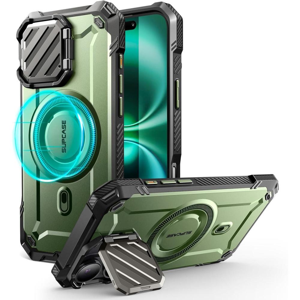 imageSUPCASE for iPhone 16 Case 61 2024 with Camera Cover Stand UBMag XT Compatible with MagSafe Builtin Kickstand MilitaryGrade Protection Heavy Duty Rugged Magnetic Phone Case BlackGuldan