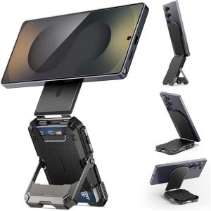 imageSUPCASE for MagSafe Wallet Magnetic Wallet for Men 5Card Holder Adjustable Stand RFID Blocking Phone Card Holder Tripod for Samsung Galaxy S25 Google Pixel 10 and iPhone 17161514 Carbon