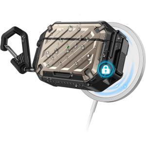 imageSUPCASE for AirPods Pro 3 Case with Lock ampamp Carabiner IP68 Waterproof MilitaryGrade Protection Supports Wireless Charging AntiScratch Hard Shell Cover for AirPods Pro 3rd Gen CoralDesert