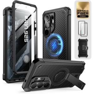 image:imageSUPCASE for Samsung Galaxy S26 Ultra Case with Stand UB Pro Mag 2 Front Frames Compatible with Wireless Charge Builtin Screen Protector amp BeltClip Protective Phone Case for S26 Ultra BlackAramid